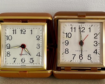 Vintage Set of Travel Alarm Clocks Equity & Westclox