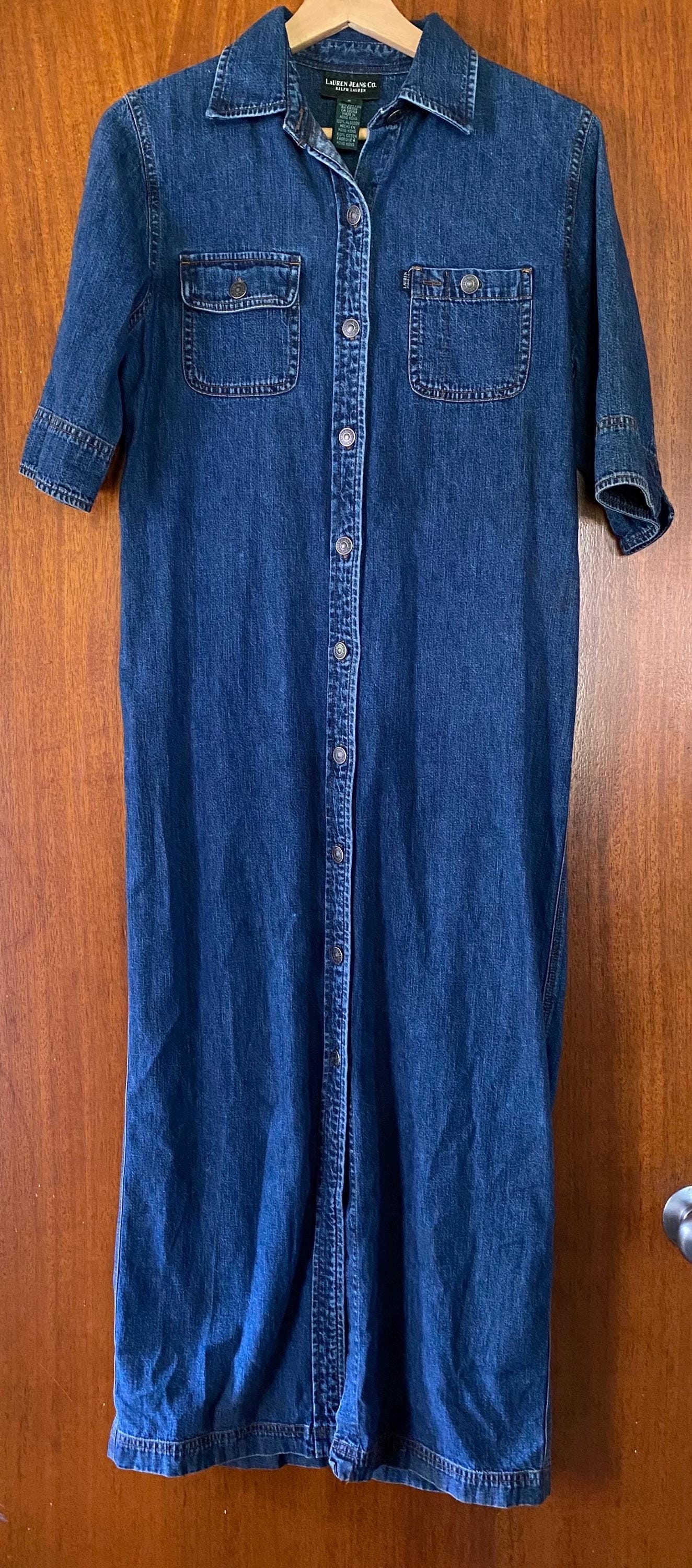 ralph lauren denim dress vintage Ralph Lauren Dress Ralph Lauren Halter Dress Denim Blue Jeans 10 Western Vintage