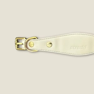 Cream Wide Vegan Italian Greyhound & Whippet Leather Collar