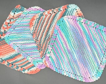 Handmade Cotton Knit Dishcloth: Farmhouse Kitchen Cloth (8” x 8”)