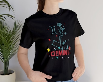 Zodiac sign tshirt, gemini t-shirt, gemini t-shirt,  horoscope t shirt, gift for her, gemini gift for him-Unisex Jersey Short Sleeve Tee