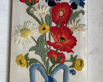 Vintage Yarn Embroidery on Silk