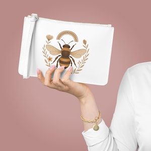 Bee-Inspired Clutch Bag | Nature Lover&#39;s Wallet | Floral Bee Art | Eco-Friendly Fashion | Gift for Her | Summer Accessory