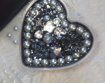 Heart Shaped Decoden Pill Organizer Case – Gothic Lolita Subcul Black and White Landmine Style Container