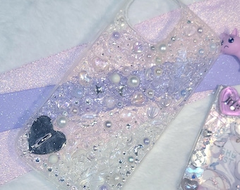Handmade Decoden iPhone 15 Case – Iridescent Crystal Accessories