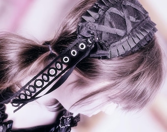 EGL Gothic Jirai Kei Clip-On Shoujo Headband Accessory - Handmade Grommet Ita Headdress