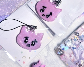 Pien Cat P Chan Needy Girl NSO Kitty Epoxy Phone Charm Accessory - Hot Pink