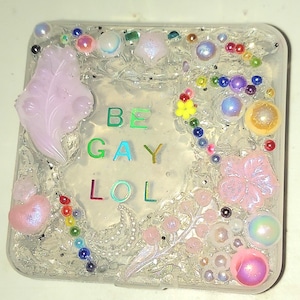 handmade decoden pill case | gay pride mental health medicine lgbtqia+ med accessory  3*3 inches cart vape holder trinket jewelry ring box