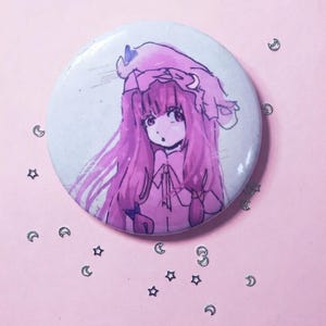Patchouli Knowledge - Large Pinback Button 3x3 Inches Touhou Badge