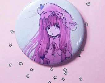 Patchouli Knowledge - Large Pinback Button 3x3 Inches Touhou Badge