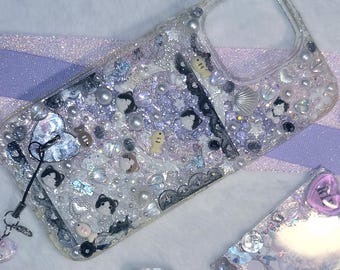 Handmade Decoden Iphone 14 Max 6.7 Case - Yamikawaii Gyaru Crystal accessories Jfashion gifts for girls Junk y2k protector Cellphone - Clear