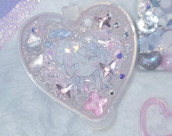 Heart Shaped Decoden Pill Organizer Case – Kawaii Anime Girl Manga Style Container