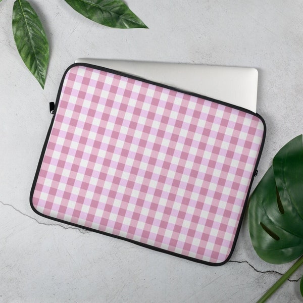 Pink Plaid Laptop Sleeve 13" or 15" Macbook Sleeve Notebook Case Laptop Case Bag New Job Gift Chessboard Laptop Sleeve
