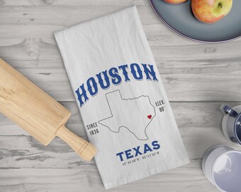 Houston Texas Tea Towel, Texas Tea Towel, Kitchen Towel, Cotton Towel, Dish Towel, Flour Sack Towel