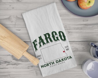 Fargo North Dakota Tea Towel, North Dakota Tea Towel, Kitchen Towel, Cotton Towel, Dish Towel, Flour Sack Towel