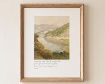 Doxologie-Wandbild „Landschaftsmotiv“: Vintage-Hymnen-Landschaftsdruck (Digitaler Download)