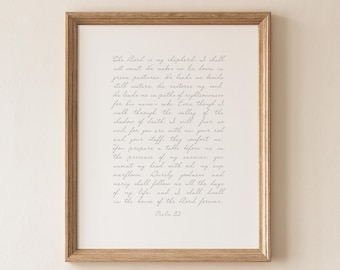 Psalm 23 Typografie-Druck: Minimalistische christliche Wohndekoration (Digitaler Download)