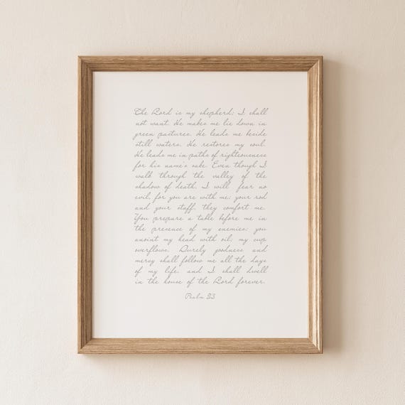 Psalm 23 Typography Print: Minimalist Christian Home Decor (Digital Download)