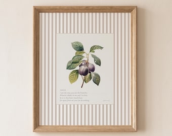 Johannes 15,5 – Vintage-Fruchtdruck | Botanische Bibelvers-Kunst von Abide (Digitaler Download)