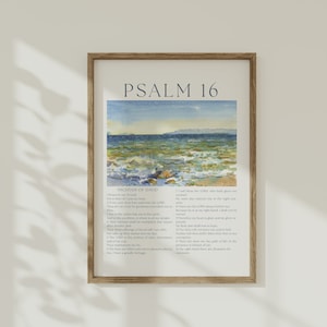 Psalm 16 Coastal Wall Art, Nautical Bible Poster, Printable Bible Verse, Timeless Christian Home Decor, Instant Digital Download, Ocean Art