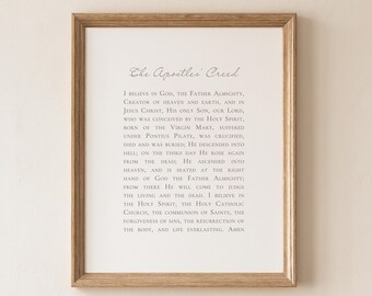 Apostles Creed Minimalist Print: Reformed Theology Prayer Wall Art (Digital Download)