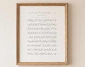 Minimalistisches Wandbild mit Bibelvers aus Sprüche 31: Christlicher Druck zum Muttertag (Digitaler Download)