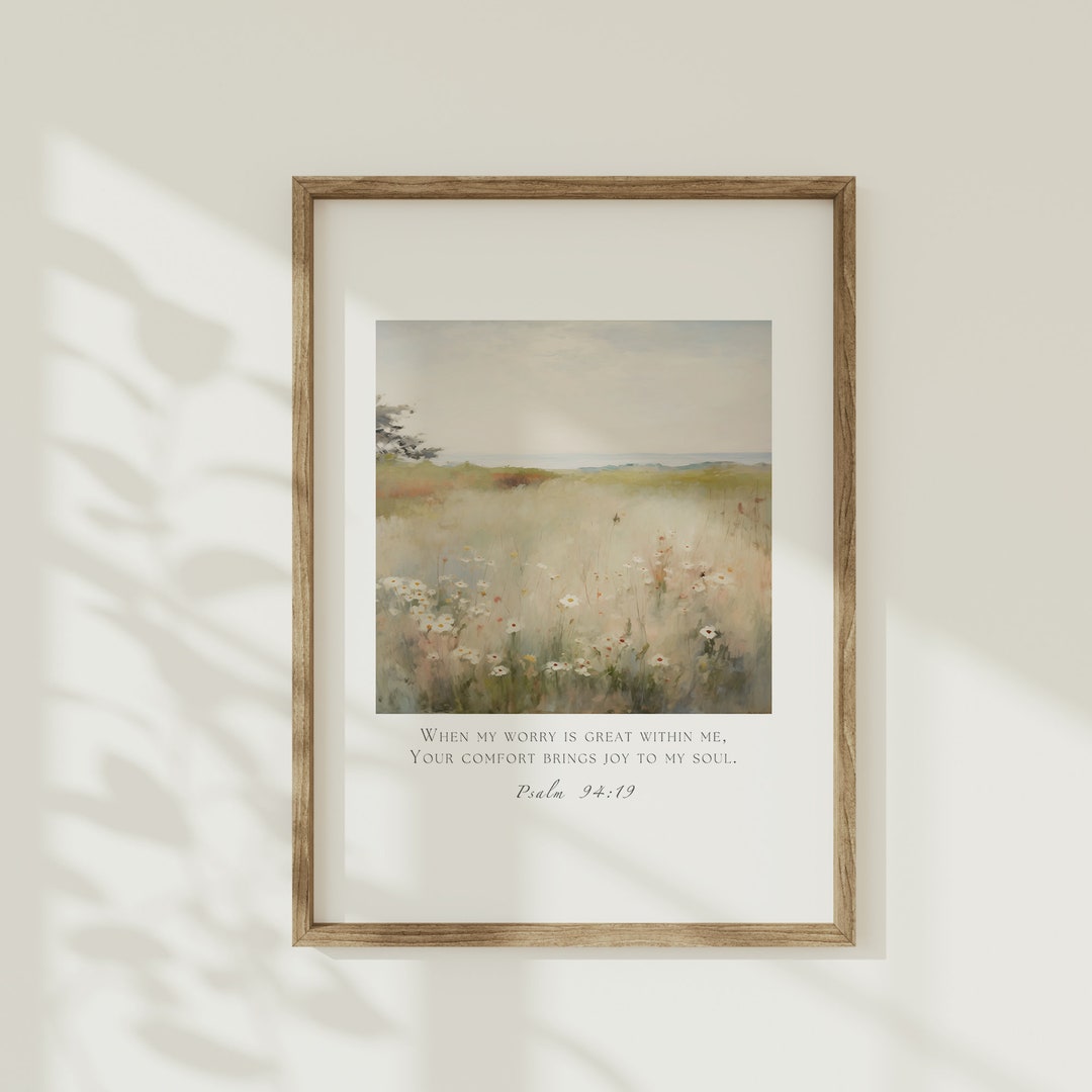 Psalm 94:19 Wildflower Wall Art, Christian Bible Verse Floral Poster ...