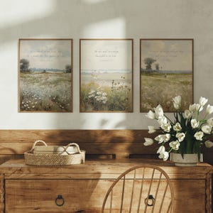 Wildflower Bible Verse Wall Art Collection: Vintage Floral Scripture ...