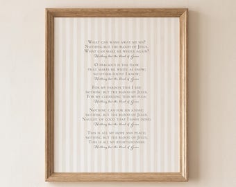Kunstdruck „Nichts als das Blut Jesu“: Neutral gestreiftes Kirchenlied-Wandbild (Digitaler Download)