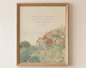 Psalm 103 Wildblumenlandschaft-Kunstdruck: Vintage-Bibelvers-Kunst (Digitaler Download)