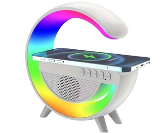 Smart Colorful RGB Lamp, Night Light With Wireless Charging For Mobile Phone, Creative Speakers, 3-in-1 Bedside Bedroom Night Light