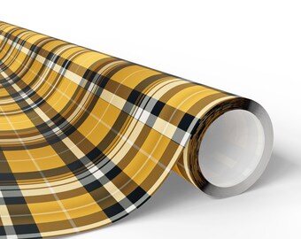 Christmas Plaid Yellow Gift Wrap Papers