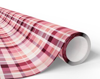 Christmas Pink Plaid Gift Wrap Papers