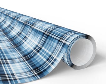 Christmas Plaid Blue Gift Wrap Papers