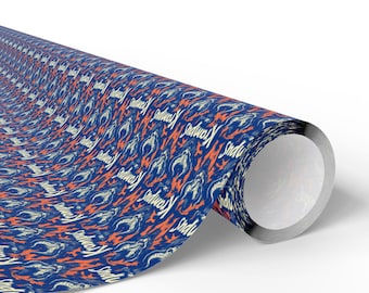 2025 Krampus Krampus-Themed Wrapping Paper (Blue)