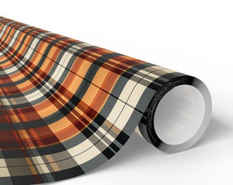 Christmas Plaid Orange Gift Wrap Papers