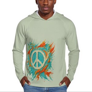 Sweat à capuche protection solaire à manches longues pour hommes | « Paix et amour »