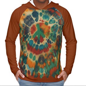 Sweat à capuche protection solaire à manches longues pour hommes | « La paix (en tie-dye) »