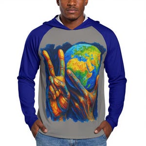 Sweat à capuche protection solaire à manches longues pour hommes | « La paix sur terre »