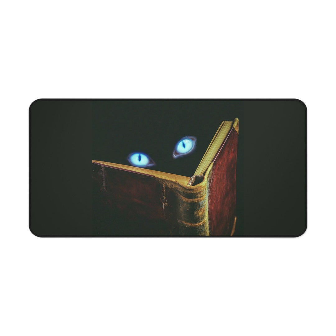Dark Academia Bookish Cat Ghost Desk Mat Goth Ghoulish Mouse Pad Witchy Tabletop Protector Etsy