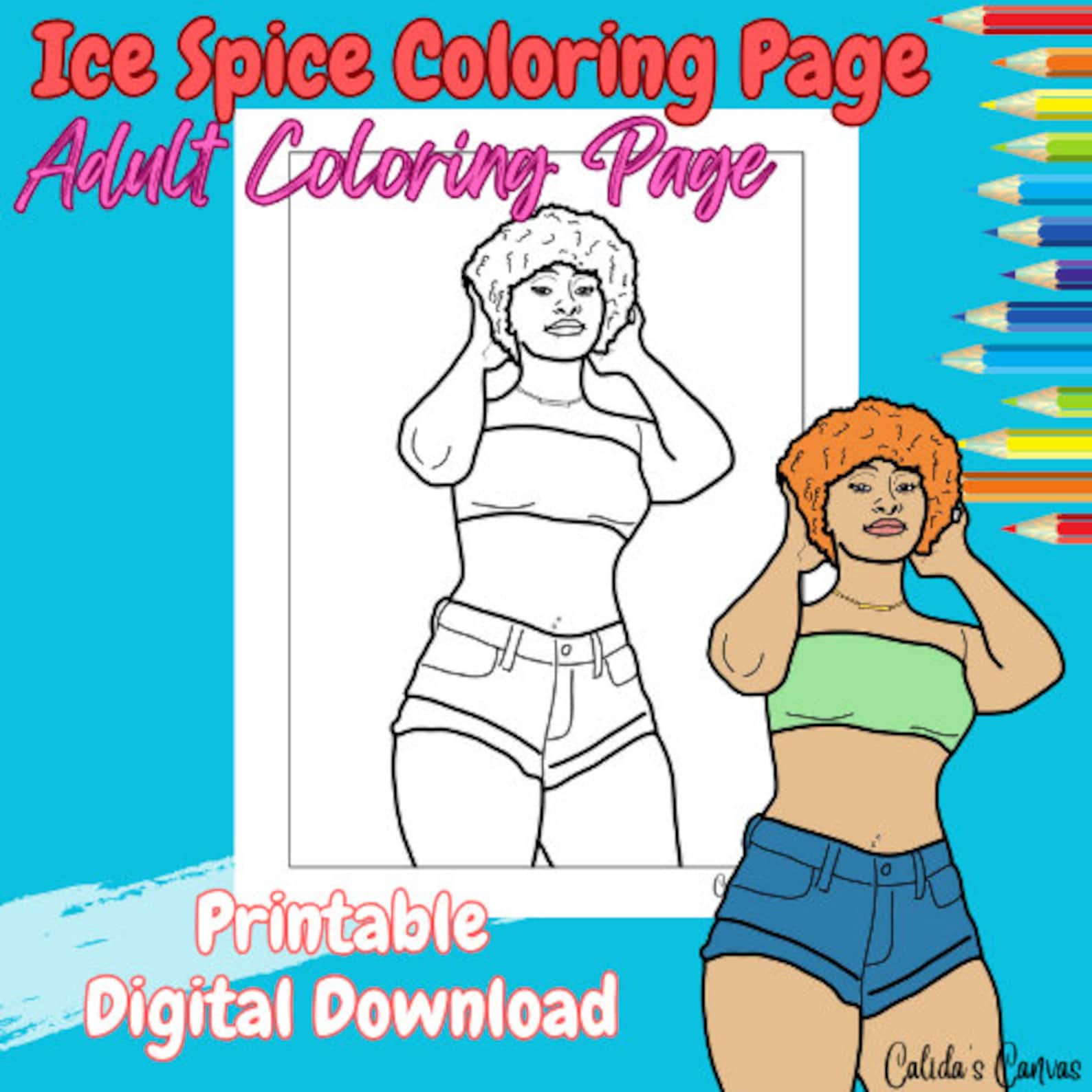 Printable Coloring Page Ice Spice Coloring Page for Adults Coloring