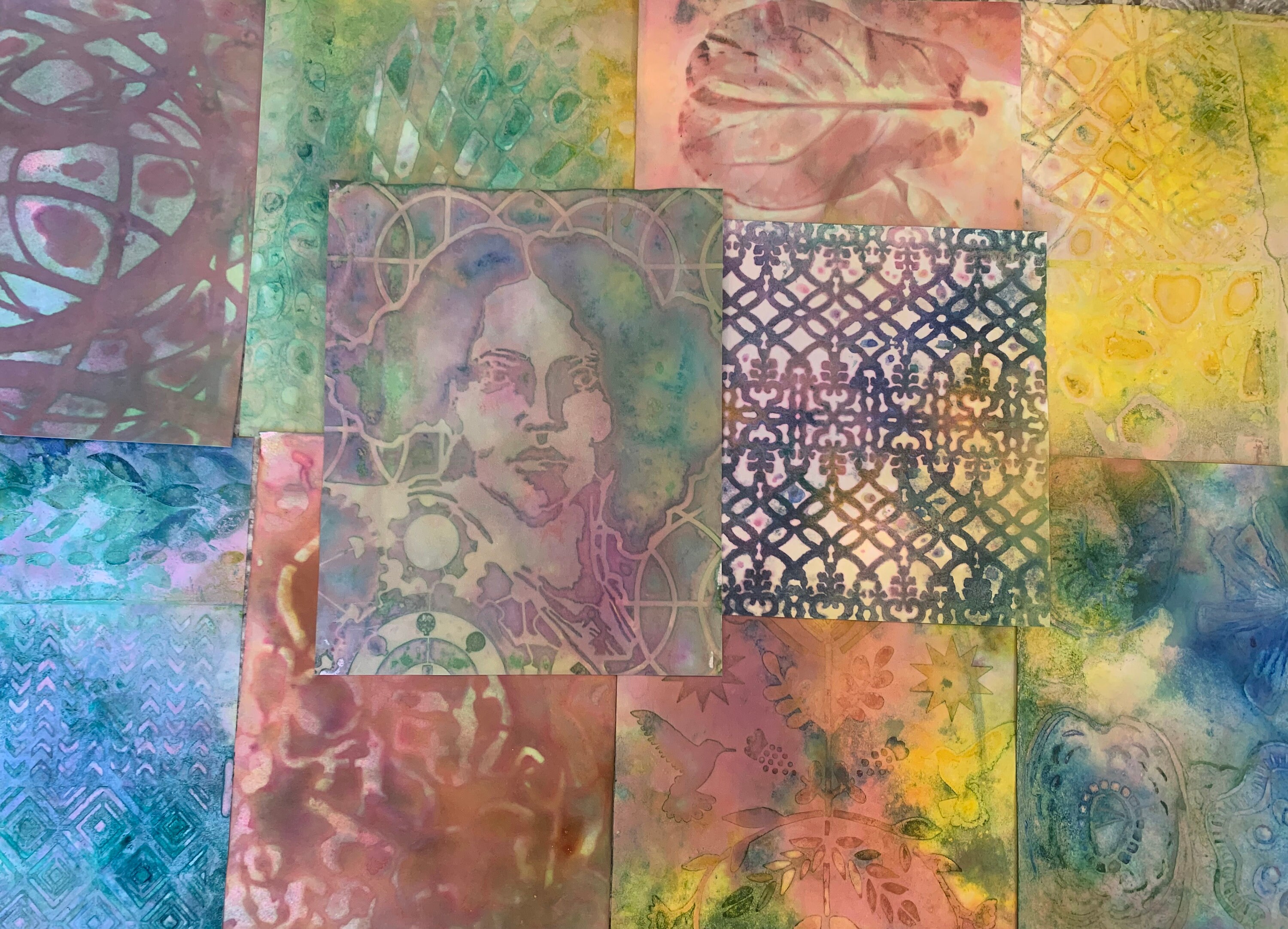 Hand‑dyed Stenciled Papers • 10 Mixed Media Sheets for Journals and ...