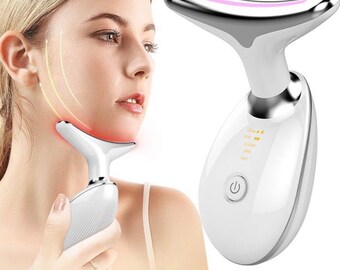 7 Colour LED Photon FACE Beauty Massager, Perfect EMS Thermal Face and Neck Skin Tightening, Lifting Electric Microcurrent Wrinkle Remover (