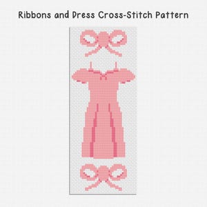 Ribbon and Dress Counted Cross Stitch Bookmark Pattern PDF Chart File Digital Instant Download