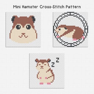 Mini Hamster Counted Cross Stitch Pattern Bundle PDF Chart File Digital Instant Download