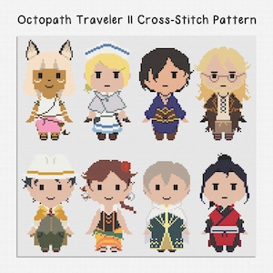 Octopath Traveler 2 Counted Cross Stitch Pattern Bundle PDF Chart File Digital Instant Download