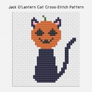 Jack O'Lantern Katze Kreuzstichmuster PDF Stickdatei Sofortdownload