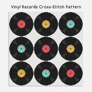 Schallplatten Kreuzstichmuster PDF Chart-Datei Digitaler Sofortdownload