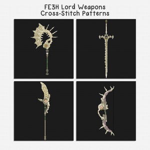 FE3H Lord Weapon Counted Cross Stitch Pattern Bundle PDF Chart File Digital Instant Download