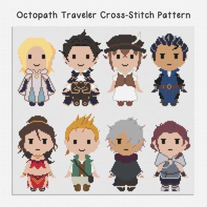 Octopath Traveler Counted Cross Stitch Pattern Bundle PDF Chart File Digital Instant Download